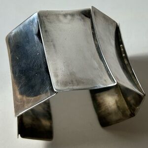 Rare Vintage Robert Lee Morris Sterling Silver Convex Rectangle Cuff Bracelet